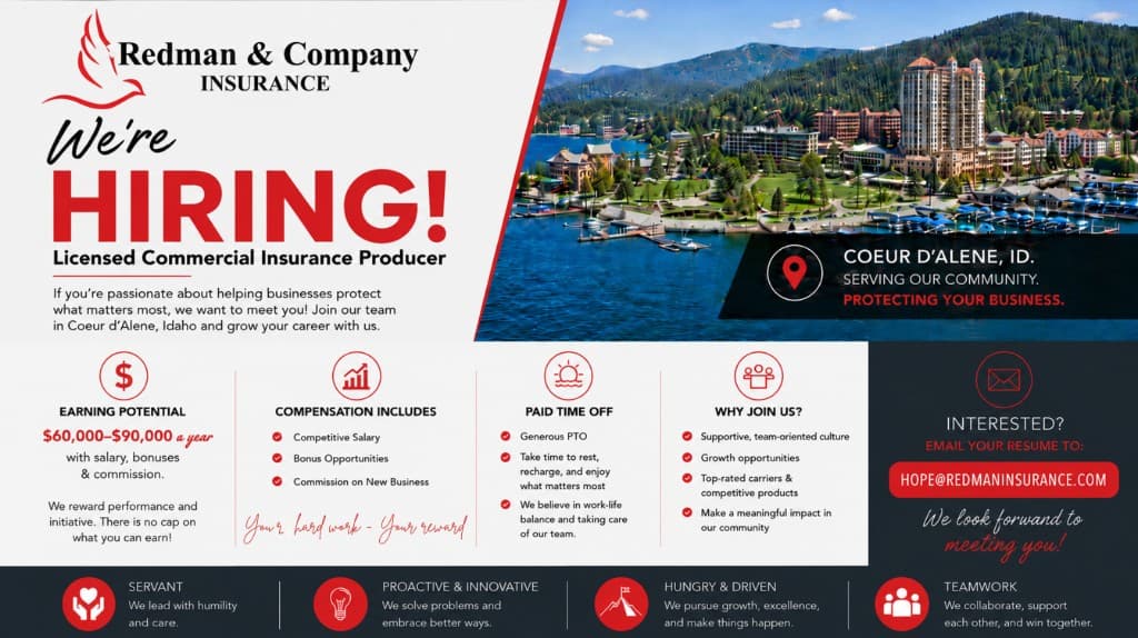 We're Hiring: Licensed Commercial Insurance Producer